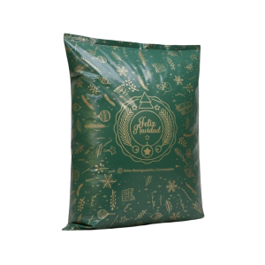 BOLSA NAVIDEÑA PARA COURIER COMPOSTABLE VERDE 45 X 52 CM 100 UND.