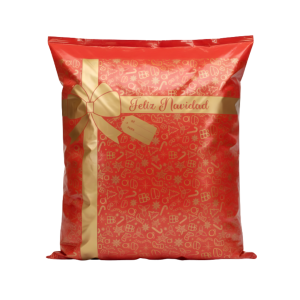 BOLSA NAVIDEÑA PARA COURIER COMPOSTABLE ROJA 71 X 71 CM 100 UND.