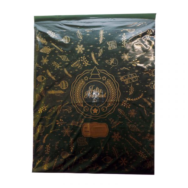 BOLSA NAVIDEÑA PARA COURIER COMPOSTABLE VERDE 45 X 52 CM 200 UND. - Imagen 2