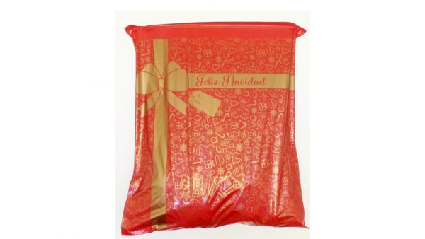 BOLSA NAVIDEÑA PARA COURIER COMPOSTABLE ROJA 71 X 71 CM 100 UND.