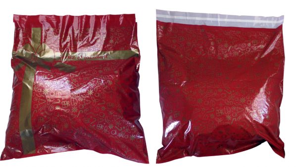 BOLSA NAVIDEÑA PARA COURIER COMPOSTABLE ROJA 71 X 71 CM 100 UND. - Imagen 2