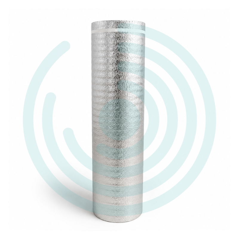 Espuma Metalizada Aislante Térmico Reflectivo en Rollo (3mm x 1 m de ancho)